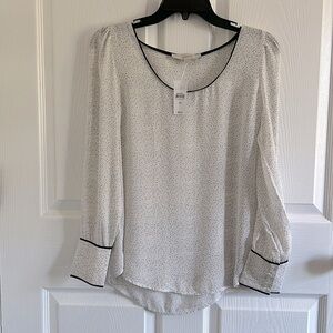NWT LOFT Semi-Sheer L/S Dot Blouse